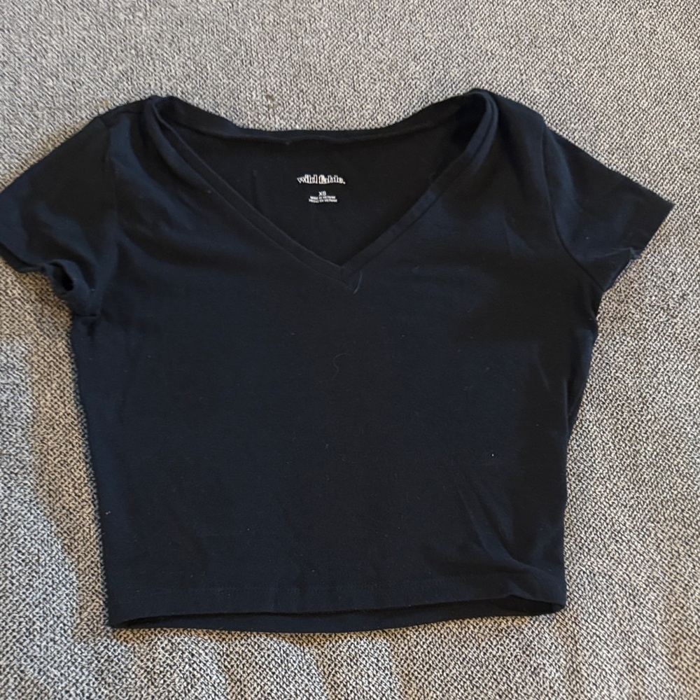 Wild Fable Black V-Neck Crop Top
